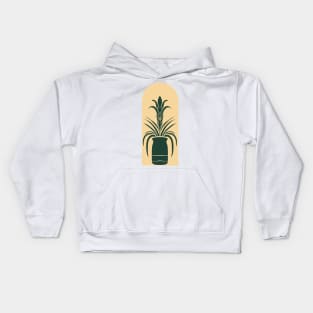 Bromeliad Block Print Green and Tan Kids Hoodie